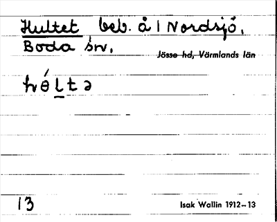 Bild på arkivkortet för arkivposten Hultet