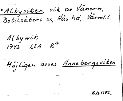 Bild på arkivkortet för arkivposten *Albyviken