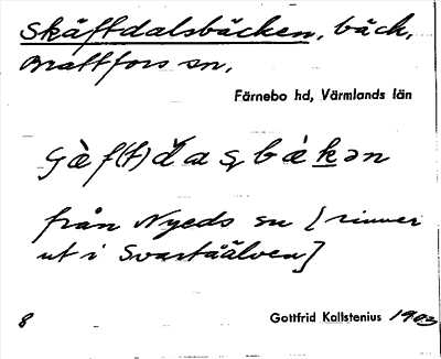 Bild på arkivkortet för arkivposten Skäftdalsbäcken