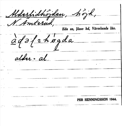 Bild på arkivkortet för arkivposten Alderlidhöjden