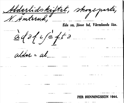 Bild på arkivkortet för arkivposten Alderlidskiftet