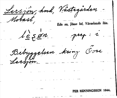 Bild på arkivkortet för arkivposten Lersjön