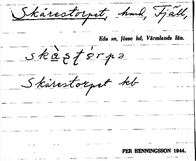 Bild på arkivkortet för arkivposten Skårestorpet