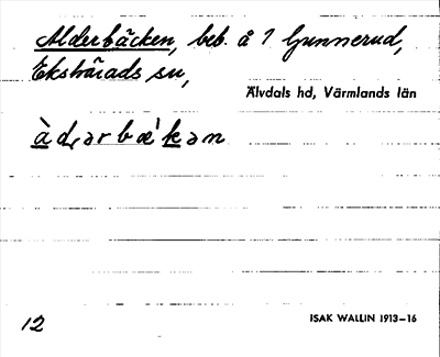 Bild på arkivkortet för arkivposten Alderbäcken