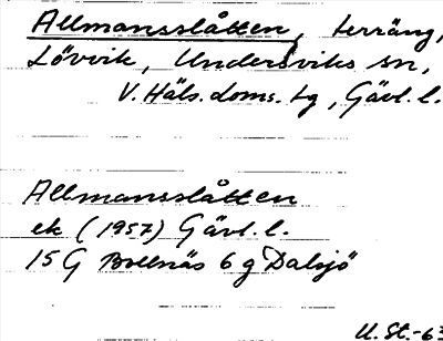 Bild på arkivkortet för arkivposten Allmansslåtten