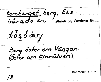 Bild på arkivkortet för arkivposten Korsberget