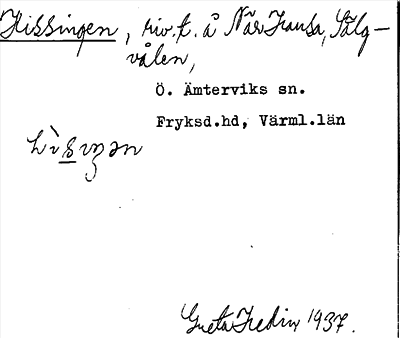 Bild på arkivkortet för arkivposten Hissingen