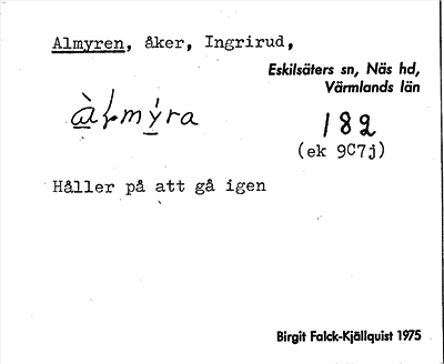 Bild på arkivkortet för arkivposten Almyren