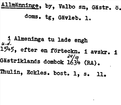 Bild på arkivkortet för arkivposten Allmänninge