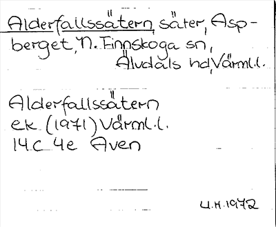 Bild på arkivkortet för arkivposten Alderfallssätern