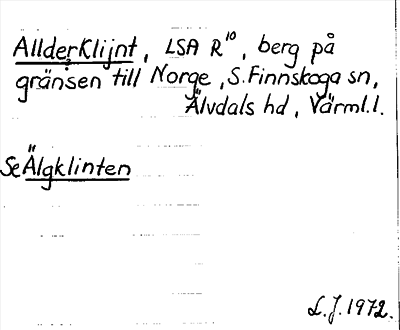 Bild på arkivkortet för arkivposten Allder Klijnt, se Älgklinten