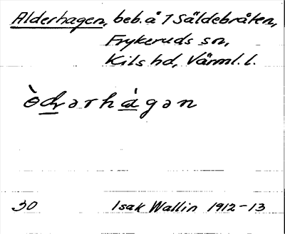 Bild på arkivkortet för arkivposten Alderhagen