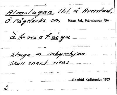 Bild på arkivkortet för arkivposten Almstugan