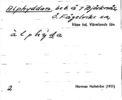 Bild på arkivkortet för arkivposten Alphyddan
