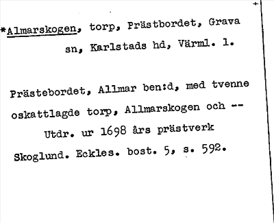 Bild på arkivkortet för arkivposten *Almarskogen