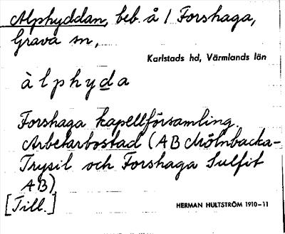 Bild på arkivkortet för arkivposten Alphyddan