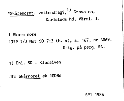 Bild på arkivkortet för arkivposten *Skårenoret