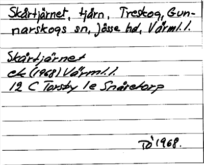 Bild på arkivkortet för arkivposten Skårtjärnet