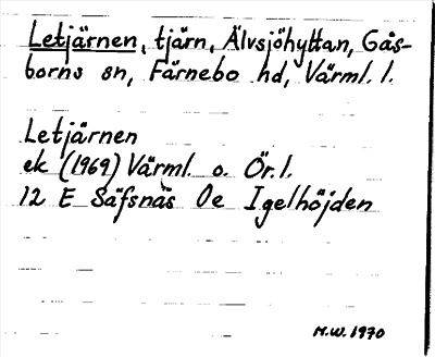 Bild på arkivkortet för arkivposten Letjärnen