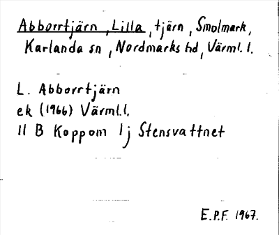 Bild på arkivkortet för arkivposten Abborrtjärn, Lilla