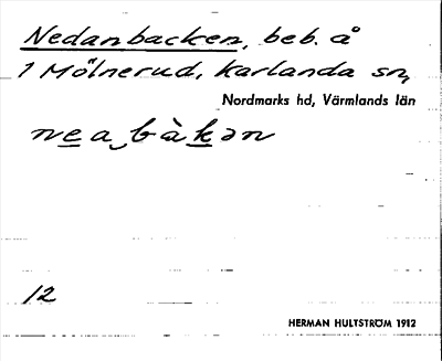 Bild på arkivkortet för arkivposten Nedanbacken