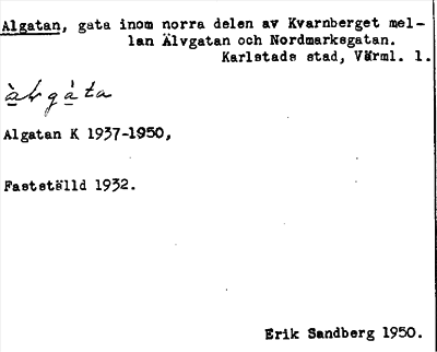 Bild på arkivkortet för arkivposten Algatan