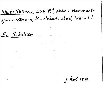 Bild på arkivkortet för arkivposten Allst = Skären, se Sikskär