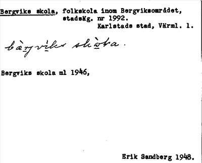 Bild på arkivkortet för arkivposten Bergviks skola