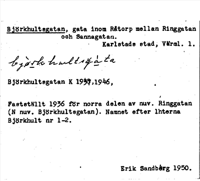 Bild på arkivkortet för arkivposten Björkhultsgatan