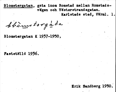 Bild på arkivkortet för arkivposten Blomstergatan
