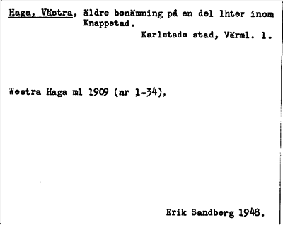 Bild på arkivkortet för arkivposten Haga, Västra