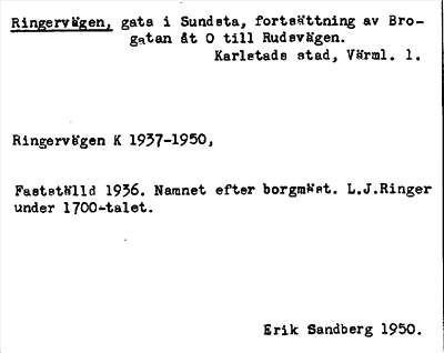 Bild på arkivkortet för arkivposten Ringervägen