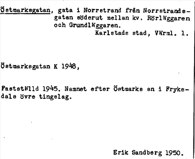 Bild på arkivkortet för arkivposten Östmarksgatan