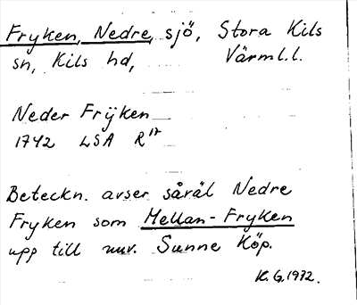 Bild på arkivkortet för arkivposten Fryken, Nedre