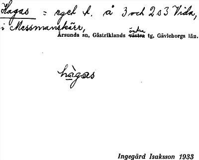 Bild på arkivkortet för arkivposten Hagas