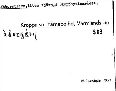 Bild på arkivkortet för arkivposten Abborrtjärn