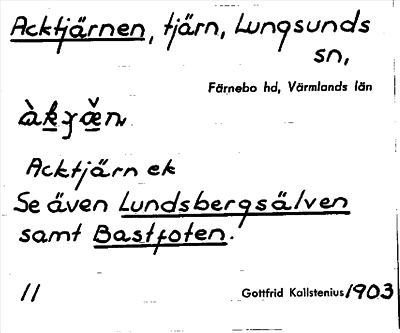 Bild på arkivkortet för arkivposten Acktjärnen