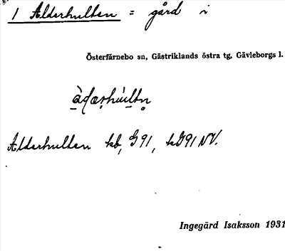 Bild på arkivkortet för arkivposten Alderhulten