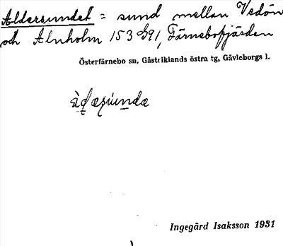 Bild på arkivkortet för arkivposten Aldersundet