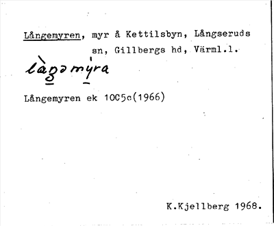 Bild på arkivkortet för arkivposten Långemyren