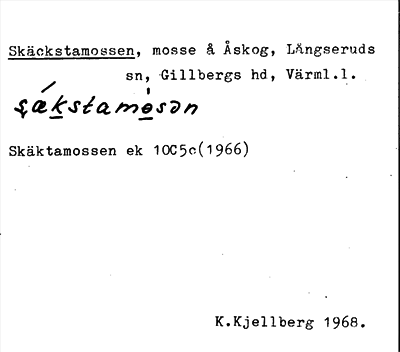 Bild på arkivkortet för arkivposten Skäckstamossen