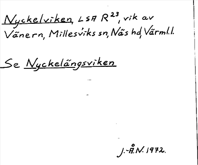 Bild på arkivkortet för arkivposten Nyckelviken, se Nyckelängsviken