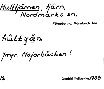 Bild på arkivkortet för arkivposten Hulttjärnen