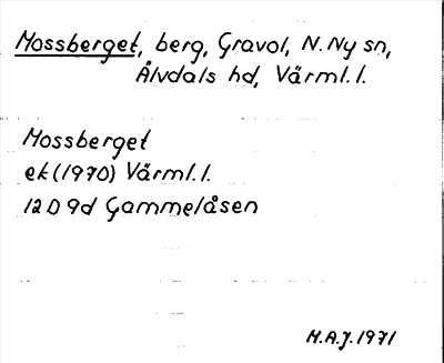 Bild på arkivkortet för arkivposten Mossberget