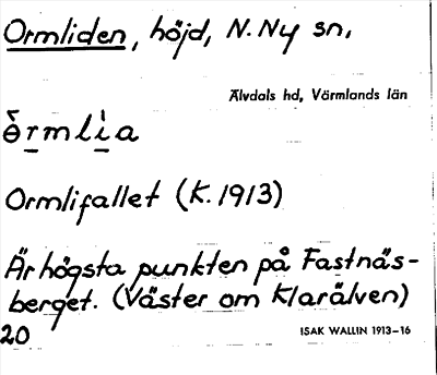 Bild på arkivkortet för arkivposten Ormliden