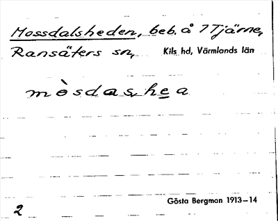 Bild på arkivkortet för arkivposten Mossdalsheden