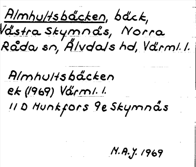 Bild på arkivkortet för arkivposten Almhultsbäcken