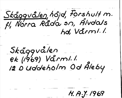 Bild på arkivkortet för arkivposten Skäggvålen