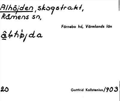 Bild på arkivkortet för arkivposten Alhöjden