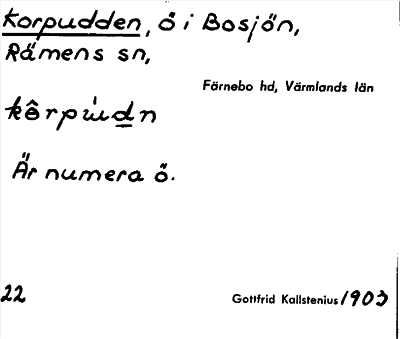 Bild på arkivkortet för arkivposten Korpudden